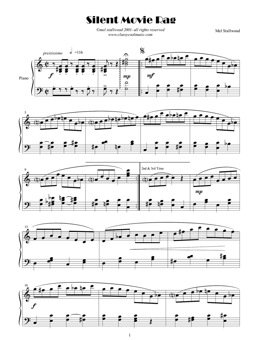 Silent Movie Rag Piano Solo scores gallery preview page 1