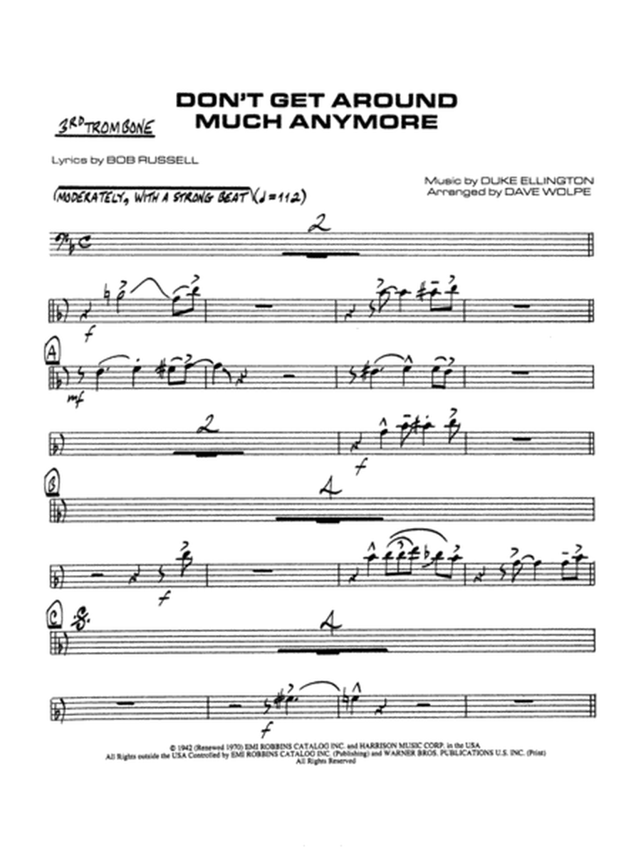 Don't Get Around Much Anymore: 3rd Trombone