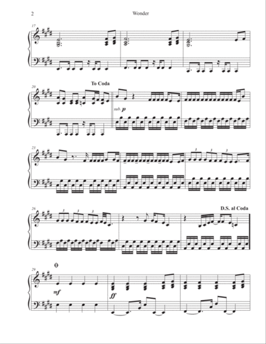 Wonder Piano Solo scores gallery preview page 2