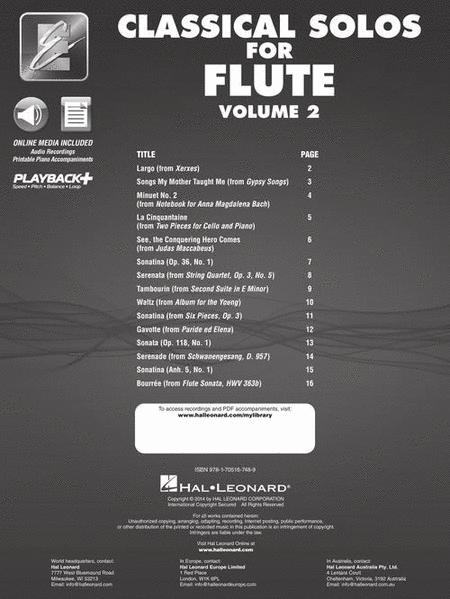 Classical Solos for Flute – Volume 2