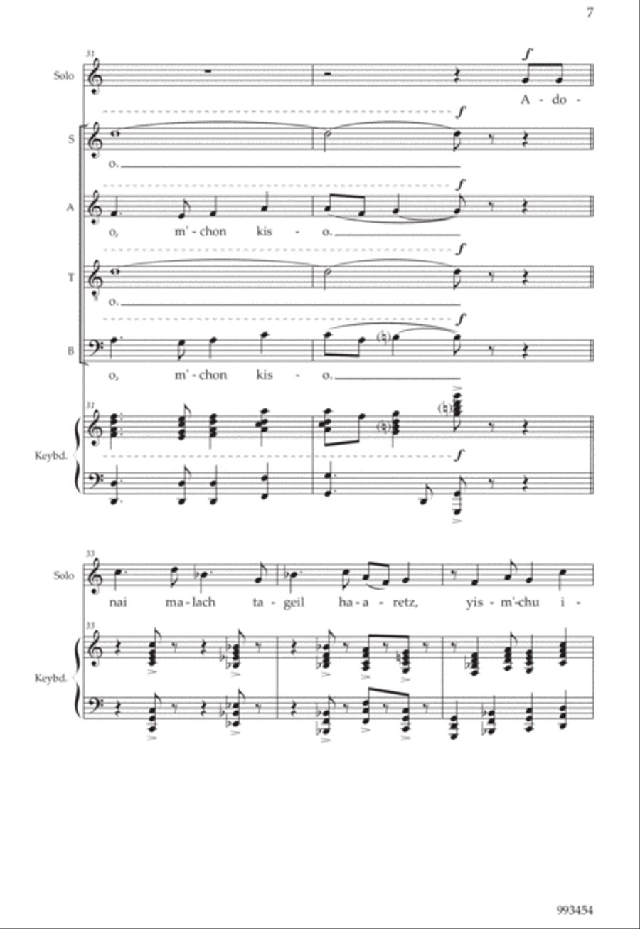 Adonai Malach Satb, Solo, Keyboard Sacred Chroal 4-Part scores gallery preview page 5