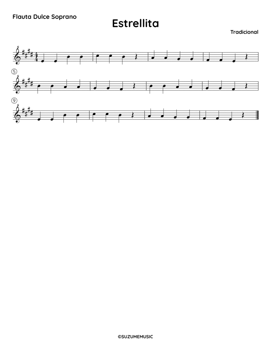 Estrellita - E Estrellita - E Flute Solo scores gallery preview page 1