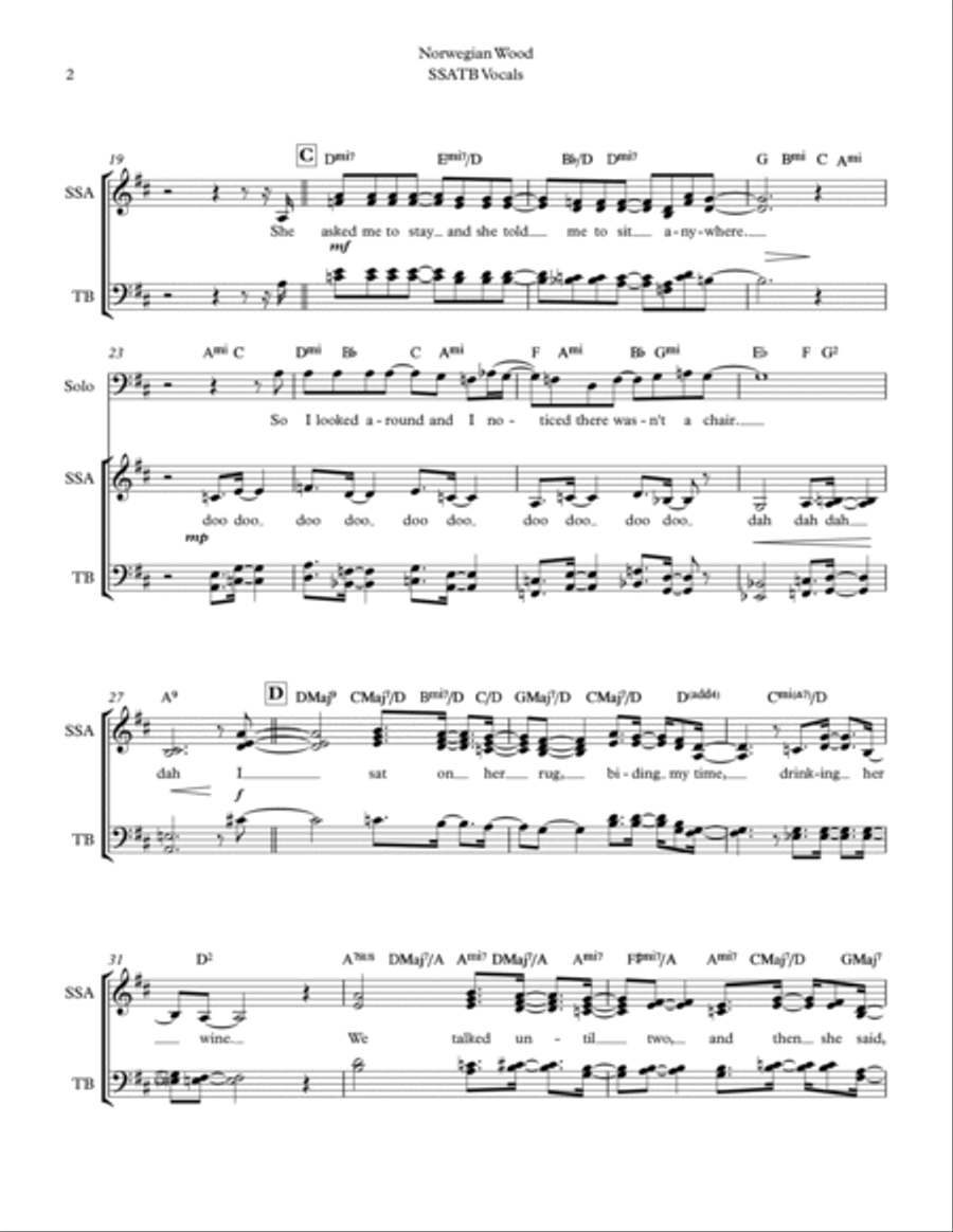 Norwegian Wood (This Bird Has Flown) Divisi scores gallery preview page 2