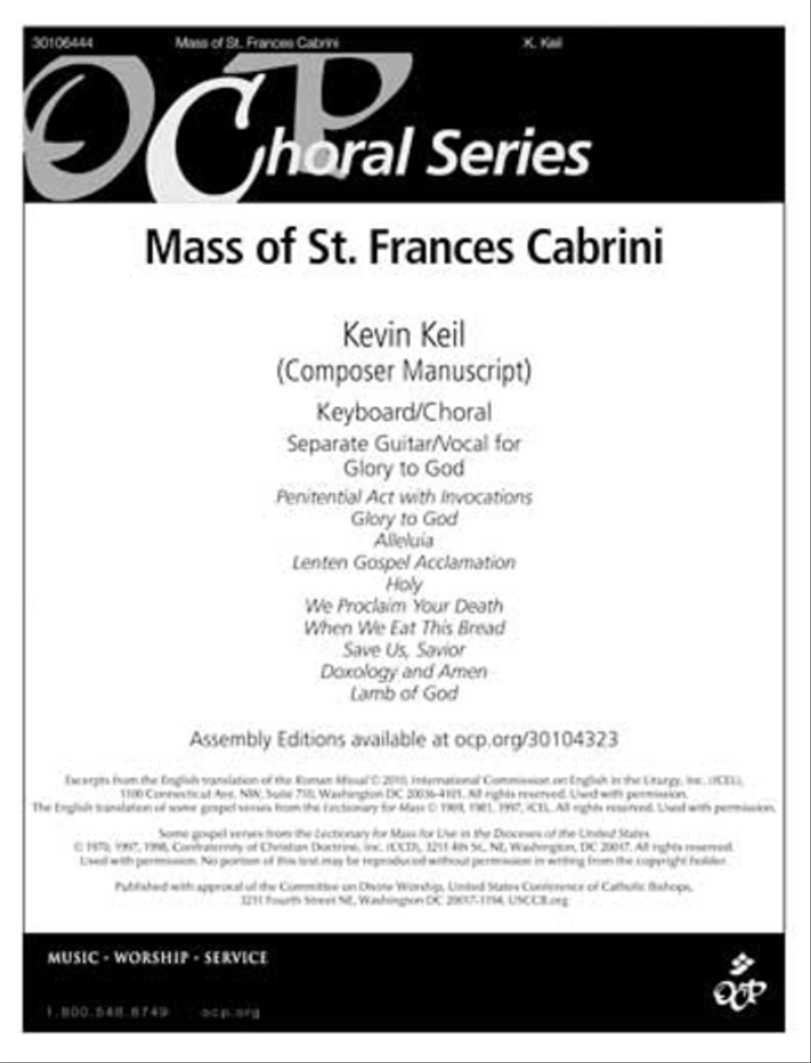 Mass of St Frances Cabrini Choir scores gallery preview page 1
