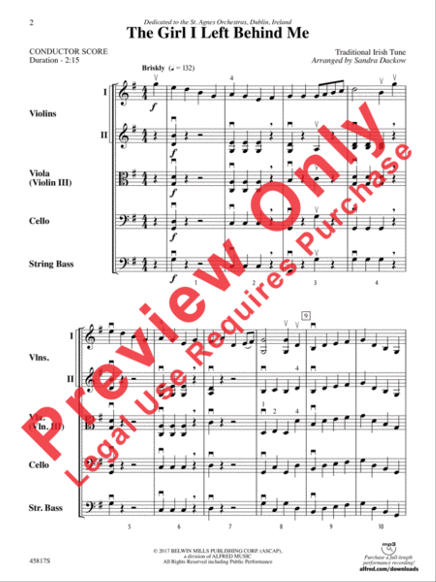 The Girl I Left Behind Me String Orchestra scores gallery preview page 2