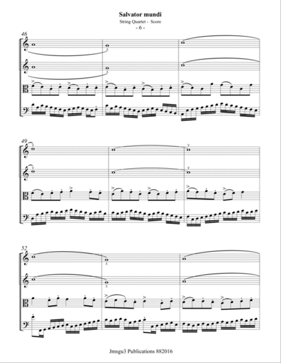 Bull: Salvator mundi for String Quartet - Score Only String Quartet scores gallery preview page 6