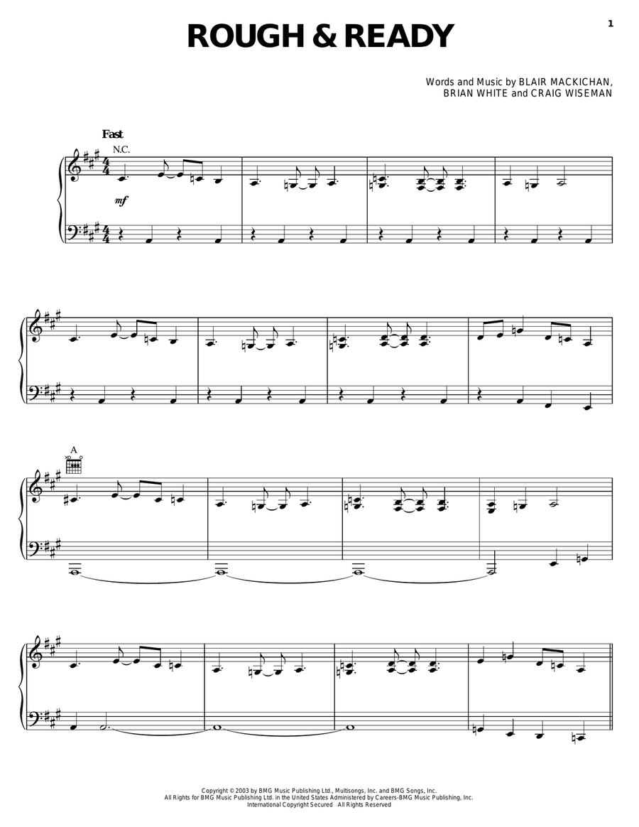 Rough & Ready Piano, Vocal, Guitar scores gallery preview page 1