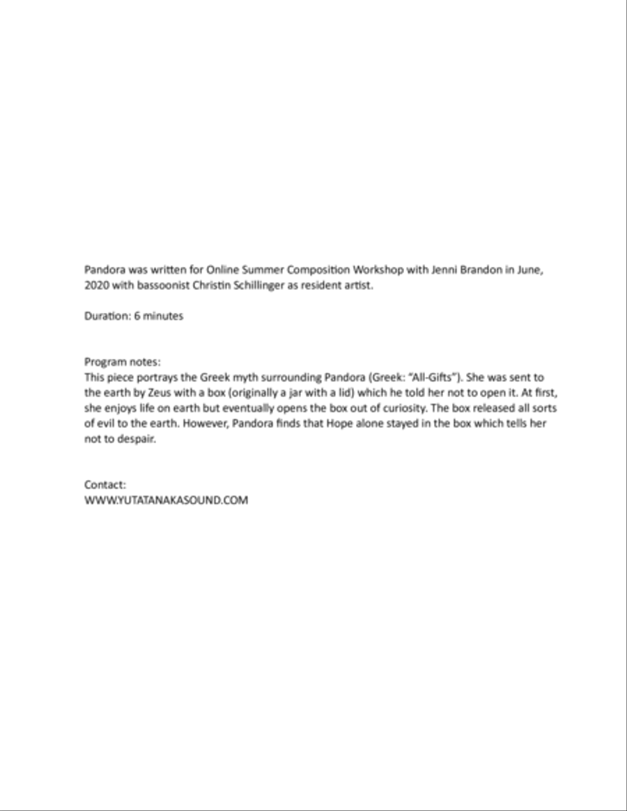 Pandora for Solo Bassoon Bassoon Solo scores gallery preview page 2