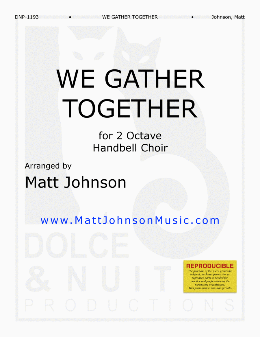 We Gather Together ~ 2 octave handbell choirs - REPRODUCIBLE 2-Octaves scores gallery preview page 1