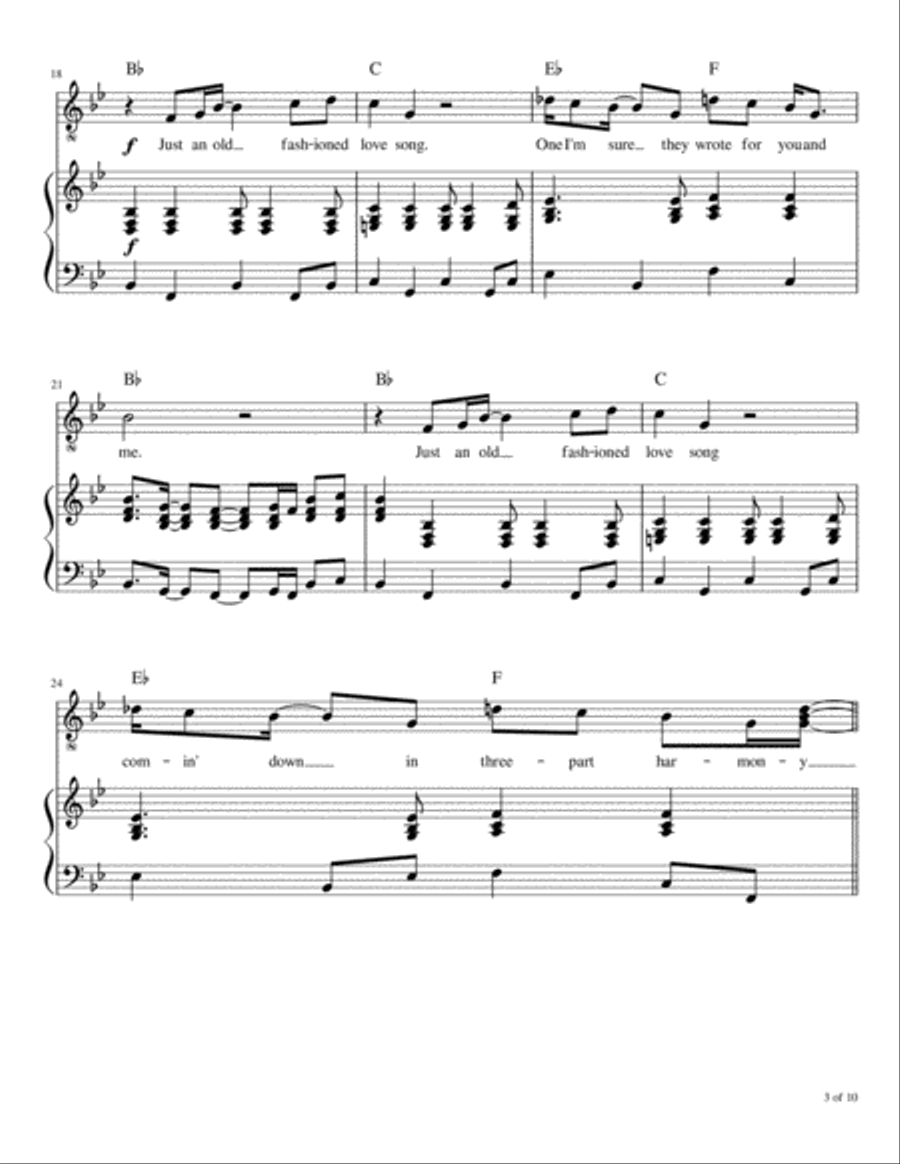 An Old Fashioned Love Song Voice scores gallery preview page 4