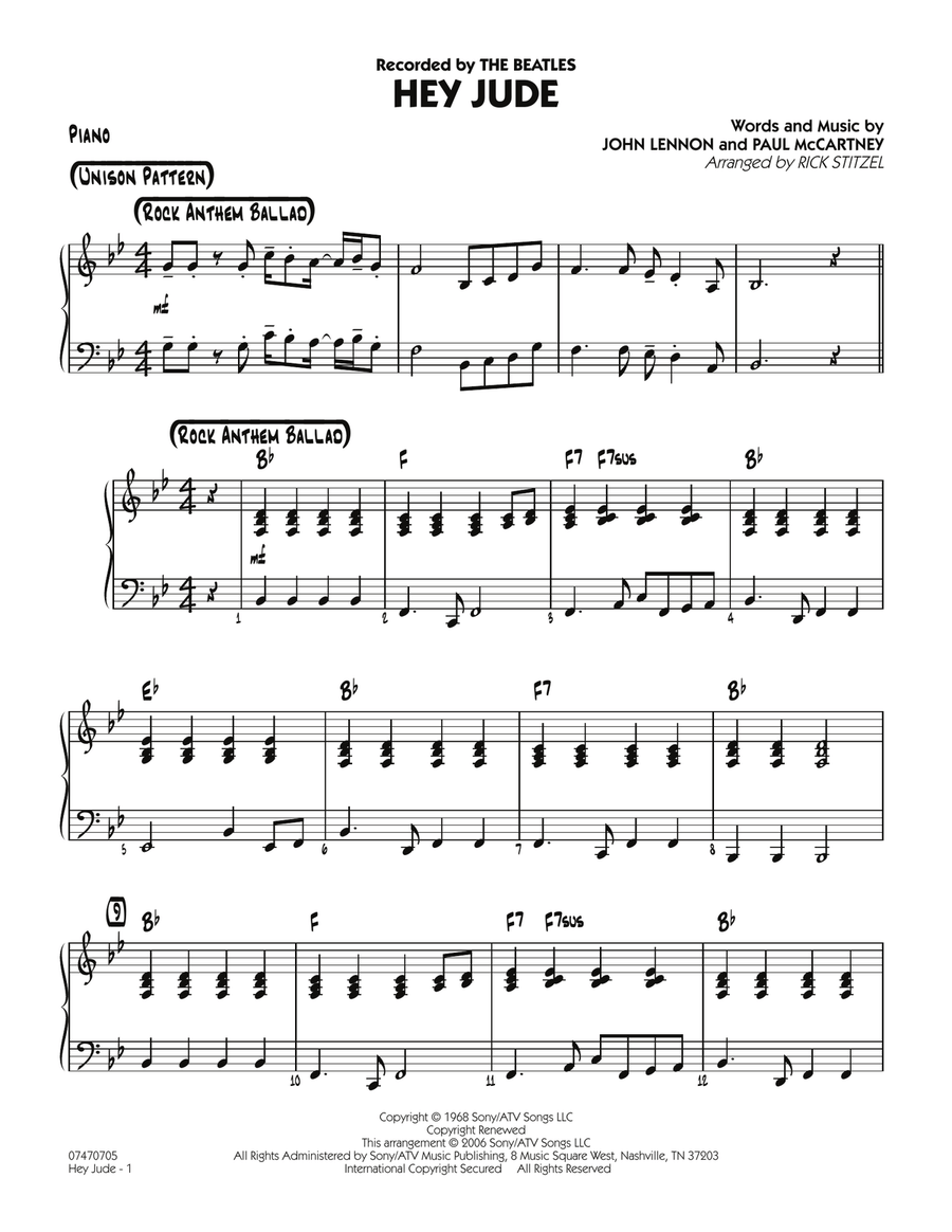 Hey jude piano easy on sale