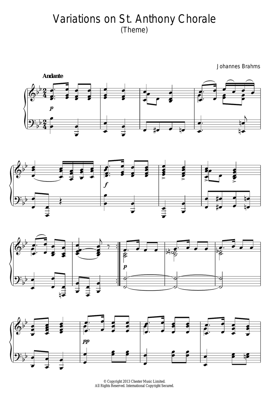 Variations on St Anthony Chorale (Theme) Piano Solo scores gallery preview page 1