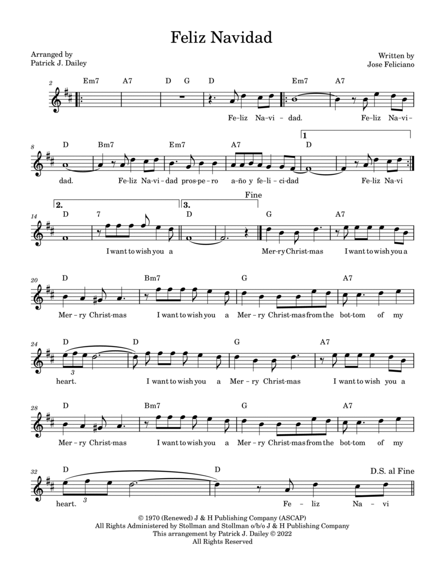 Feliz Navidad Piano scores gallery preview page 1