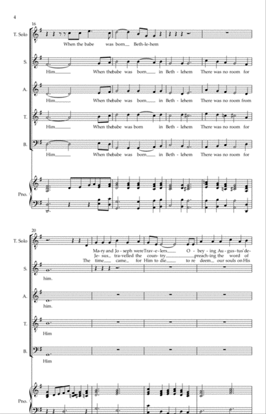 There Was No Room for Him 4-Part scores gallery preview page 4
