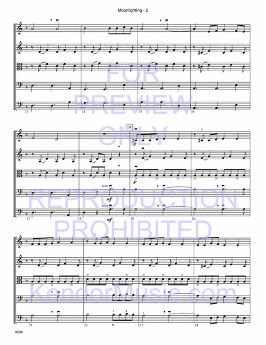 Moonlighting (based on Moonlight Sonata) String Orchestra scores gallery preview page 3