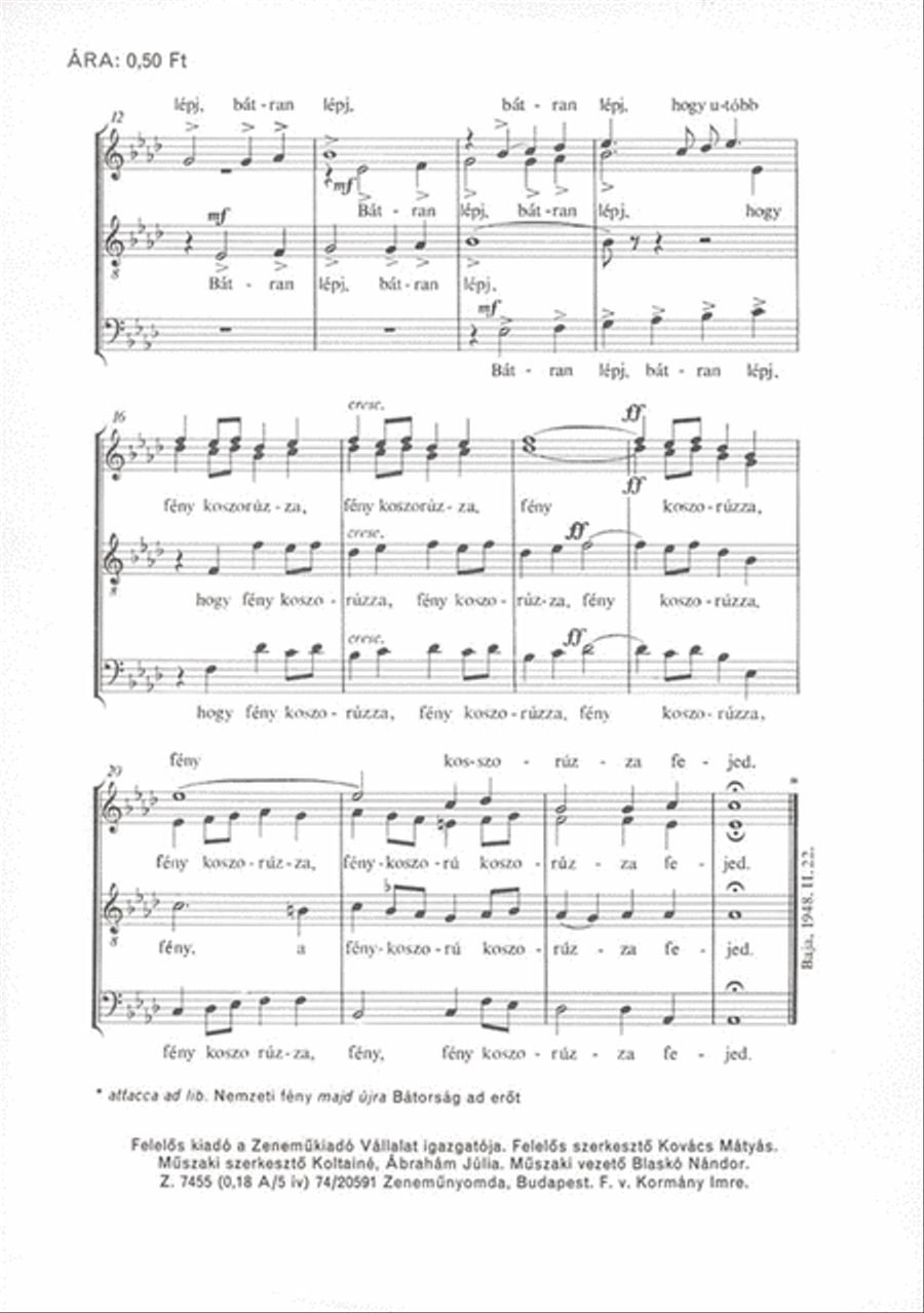 Bátorság ad eröt A Cappella scores gallery preview page 2