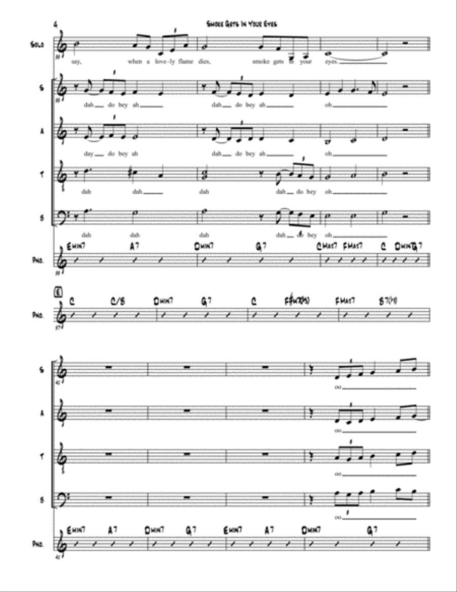 Smoke Gets In Your Eyes 4-Part scores gallery preview page 4