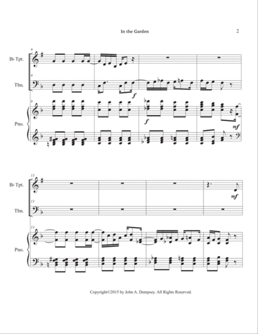 In the Garden / Maple Leaf Rag (Trio for Trumpet, Trombone and Piano) Brass Trio scores gallery preview page 6