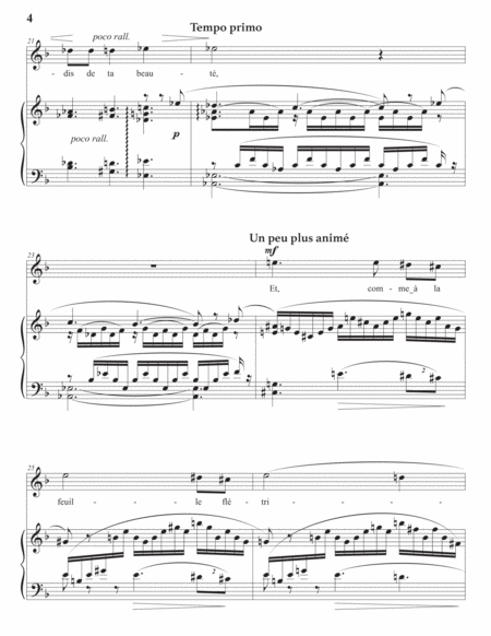DUPARC: Testament (transposed to D minor)