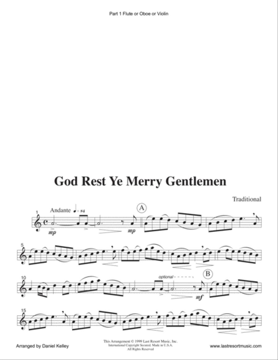 God Rest Ye Merry Gentlemen for String Quartet (or Mixed Quartet or Piano Quintet) Chamber Orchestra scores gallery preview page 3