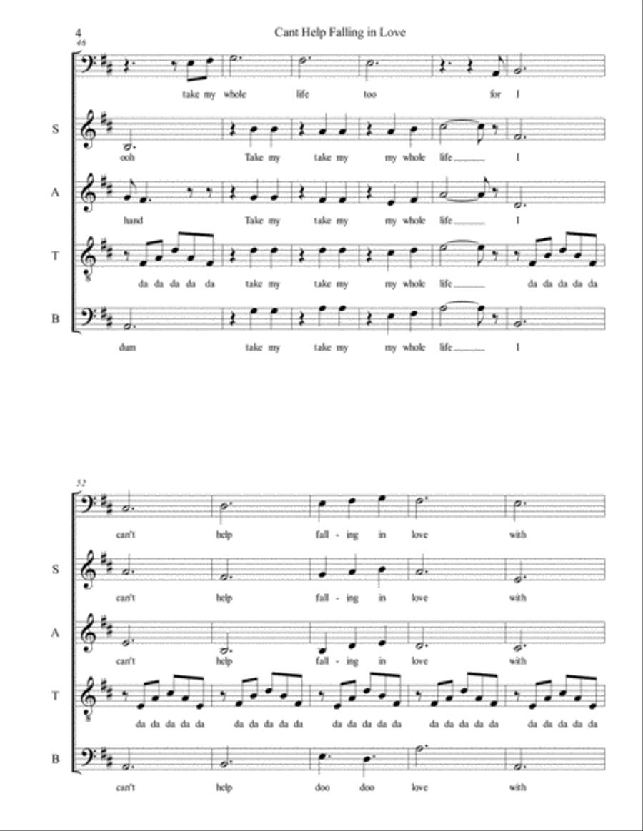 Can't Help Falling In Love 4-Part scores gallery preview page 4