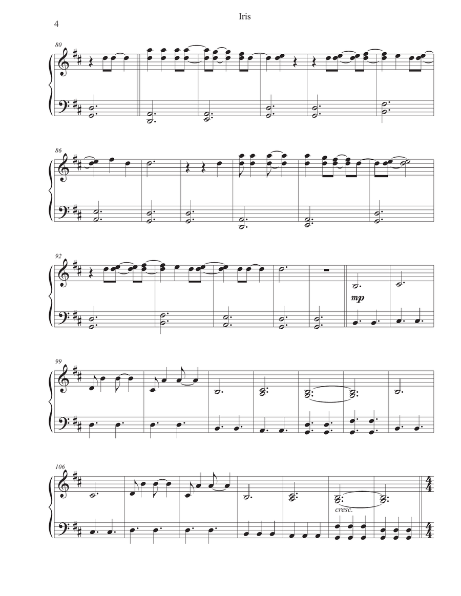 Iris Easy Piano scores gallery preview page 4