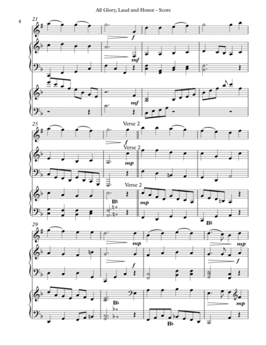 All Glory, Laud and Honor Trio for Bb Clarinet, Harp and Piano B-Flat Clarinet scores gallery preview page 4