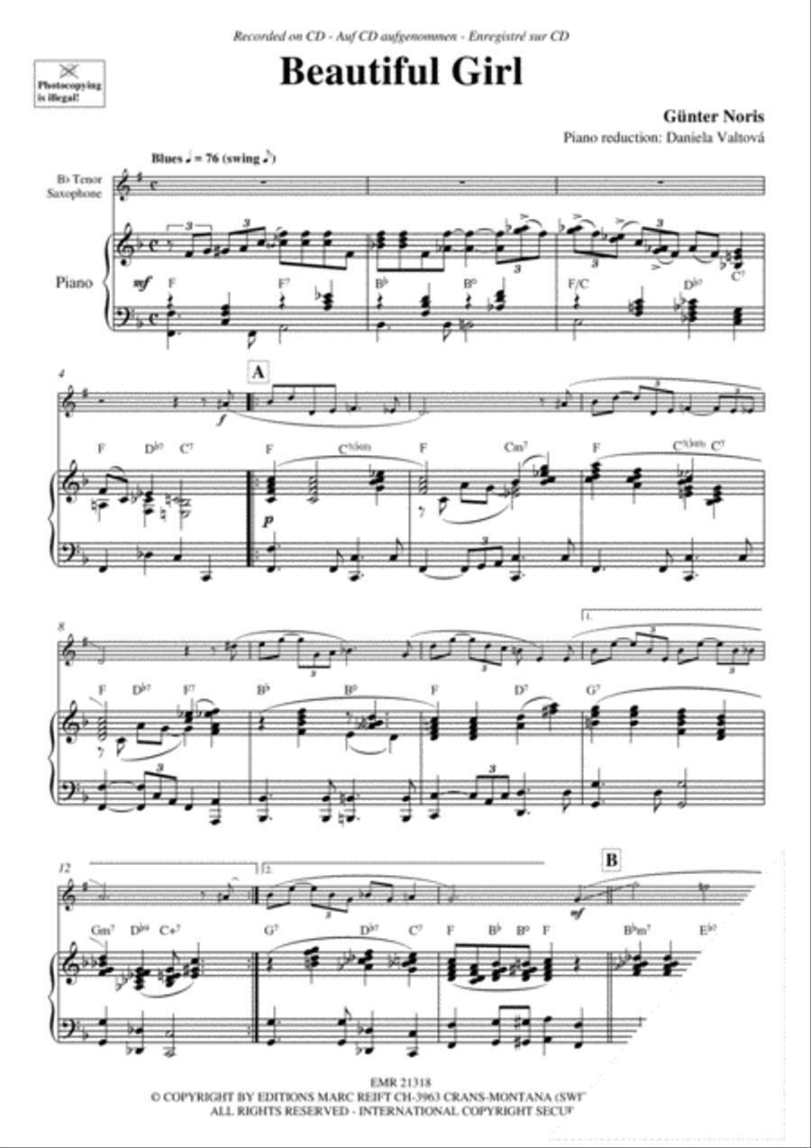 Beautiful Girl Tenor Saxophone scores gallery preview page 4