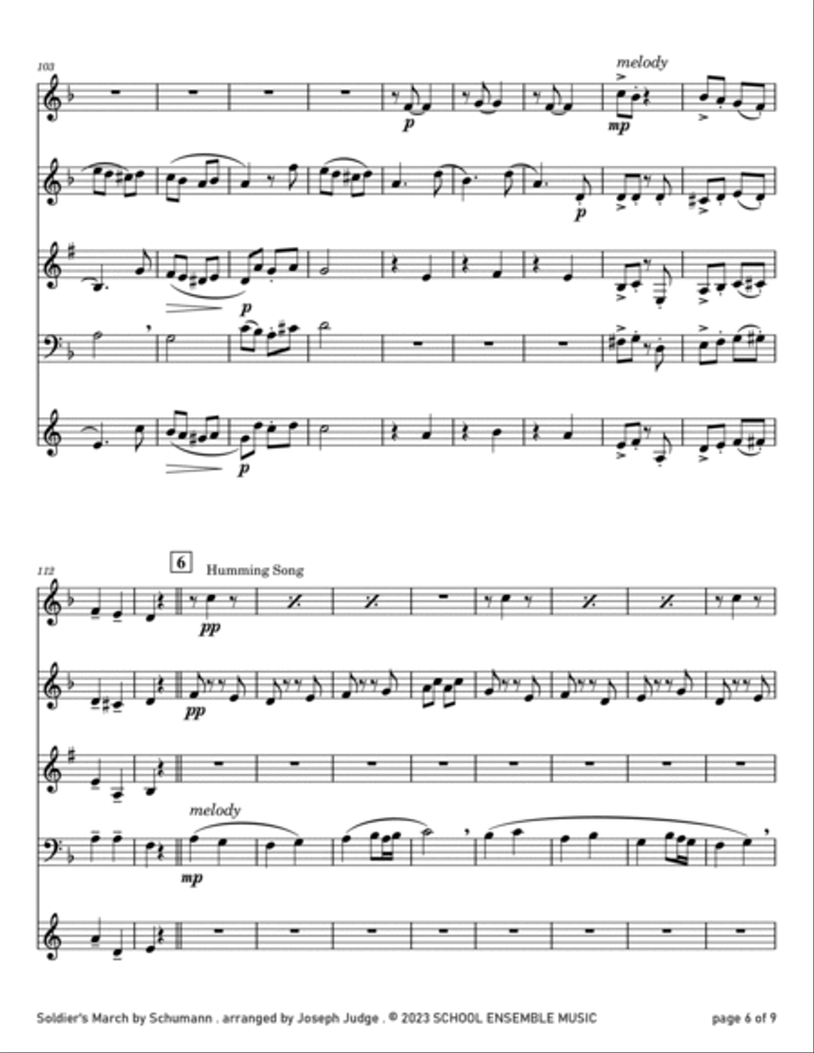 Soldier's March by Schumann for Woodwind Quartet in Schools Woodwind Quartet scores gallery preview page 6