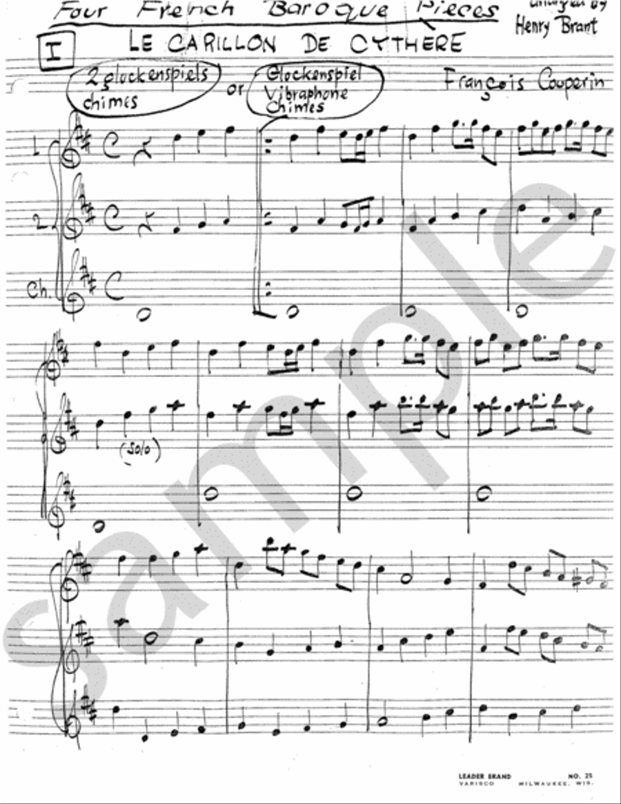 Four French Baroque Pieces Percussion Ensemble scores gallery preview page 3