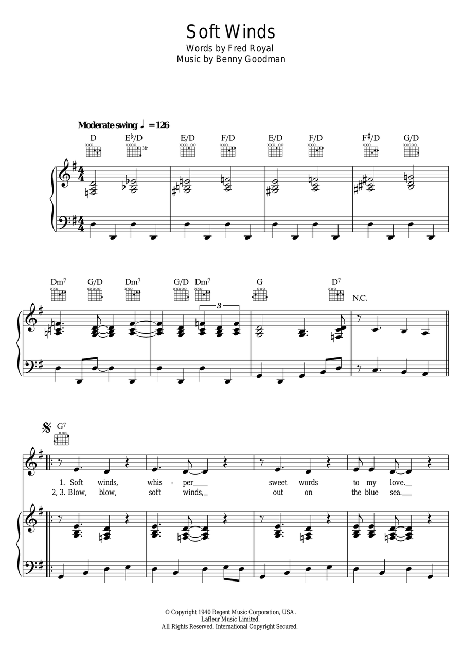 Soft Winds Soft Winds Piano, Vocal scores gallery preview page 1