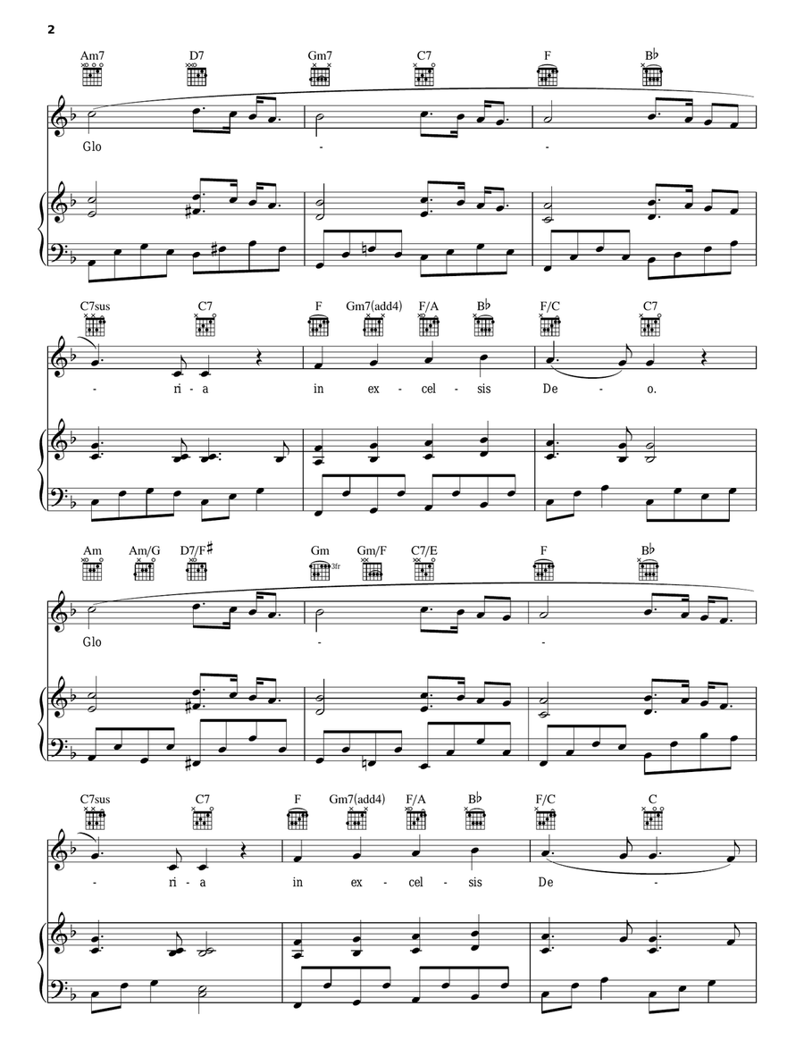 Angels We Have Heard On High Piano, Vocal, Guitar scores gallery preview page 2