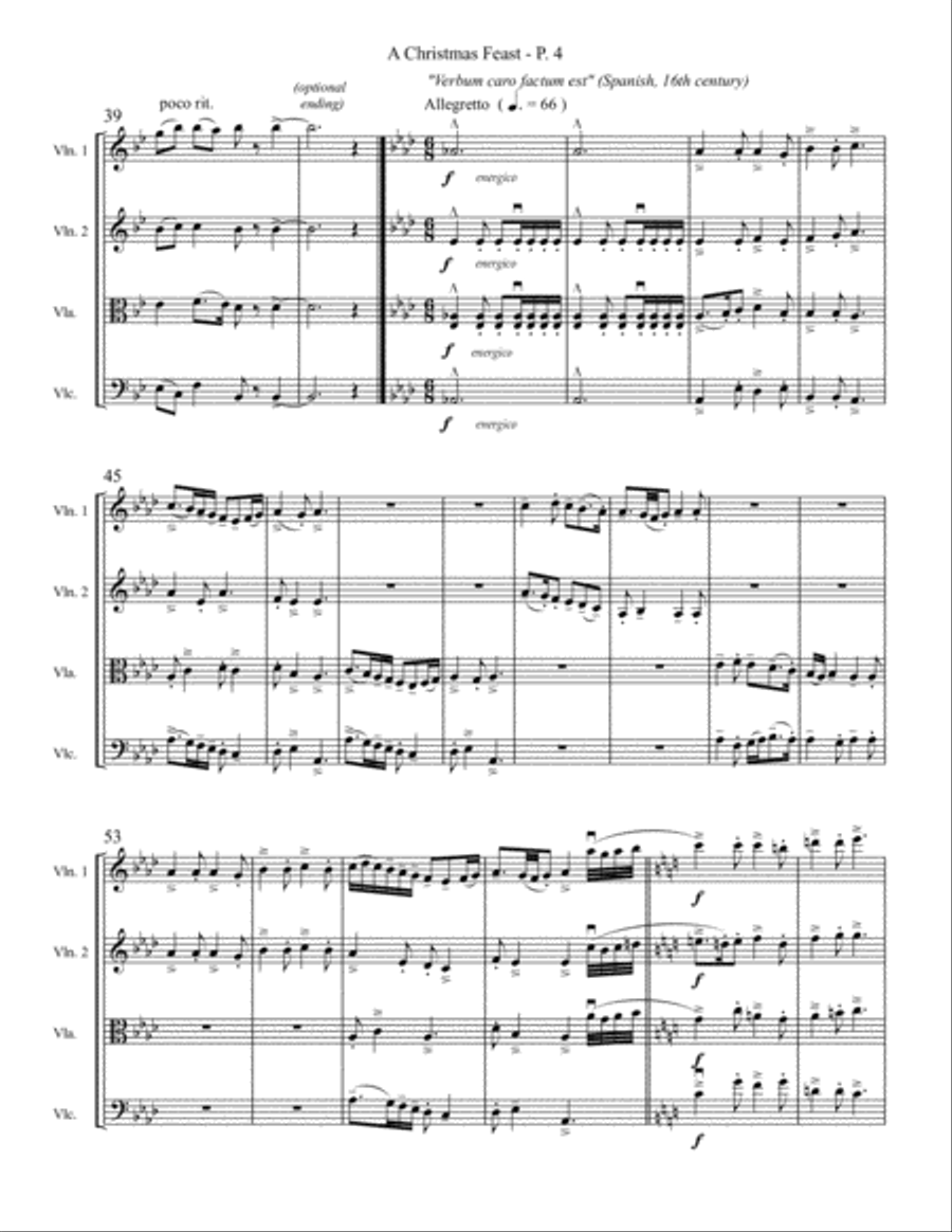 A Christmas Feast String Quartet scores gallery preview page 4