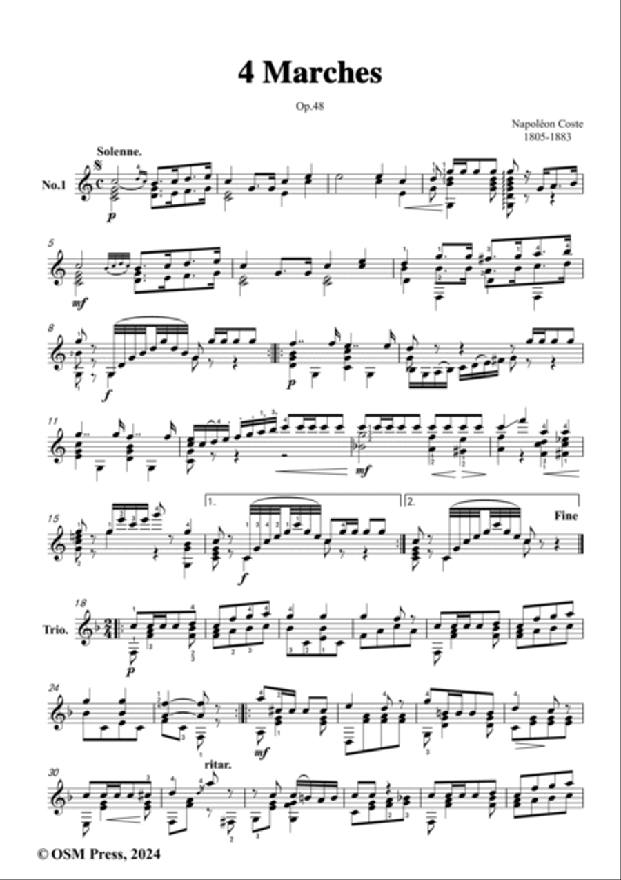Coste-4 Marches,Opp.48,for Guitar Acoustic Guitar scores gallery preview page 2