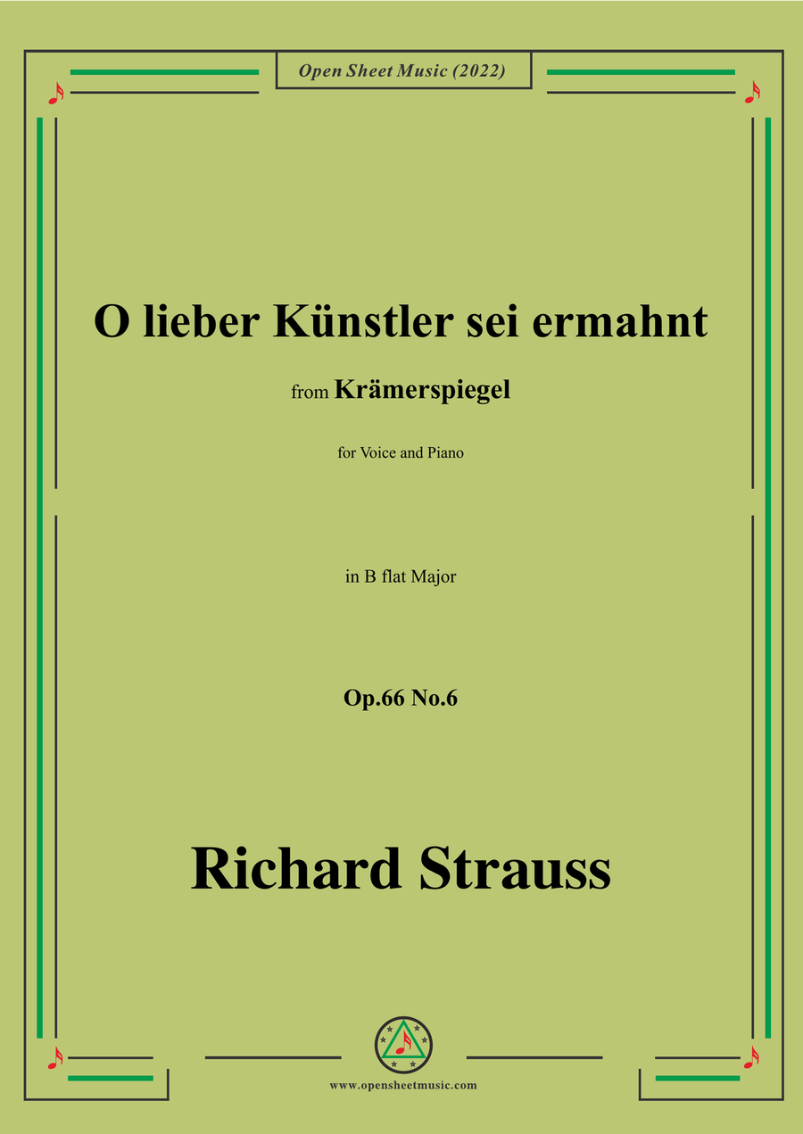 Richard Strauss-O lieber Künstler sei ermahnt,in B flat Major,Op.66 No.6