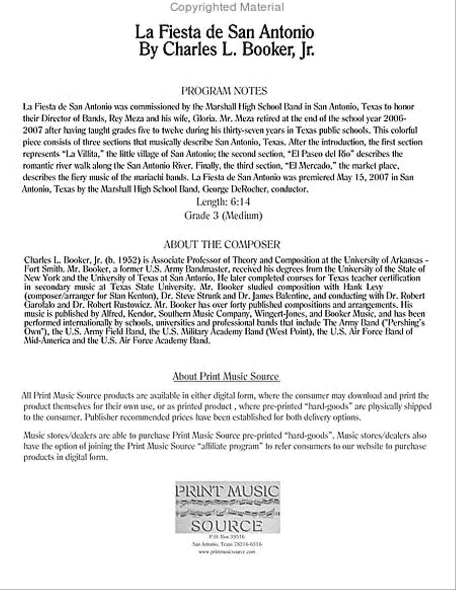 La Fiesta de San Antonio Concert Band scores gallery preview page 3