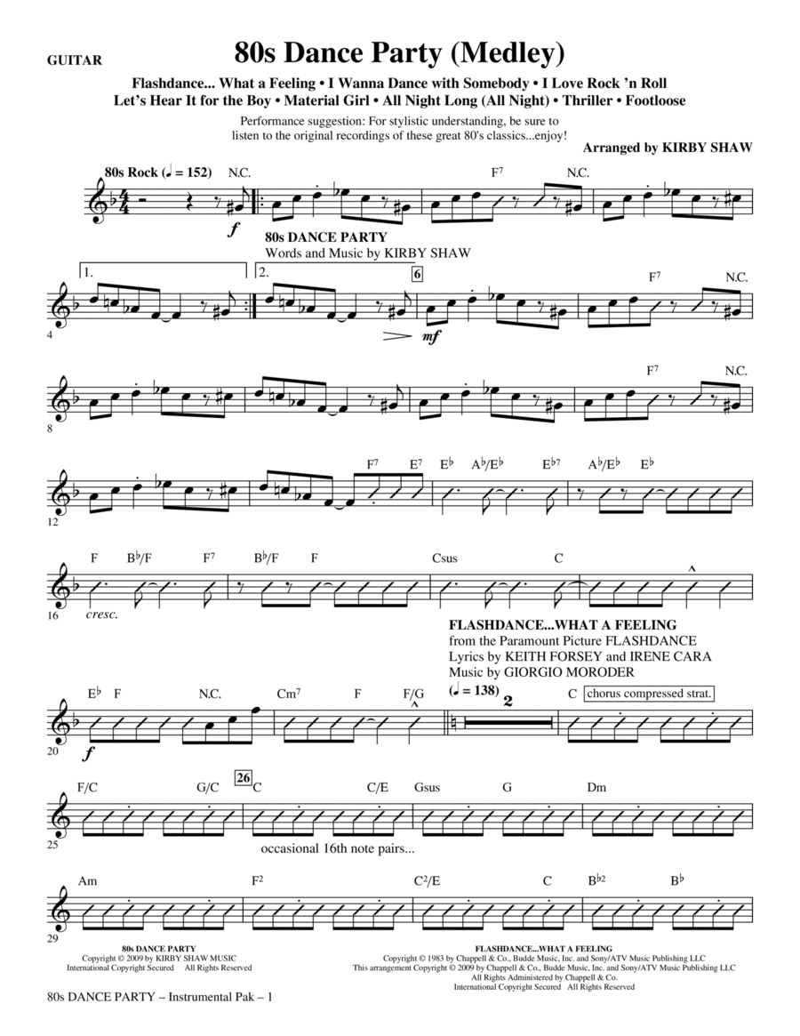80s Dance Party (Medley) - Guitar Choir scores gallery preview page 1