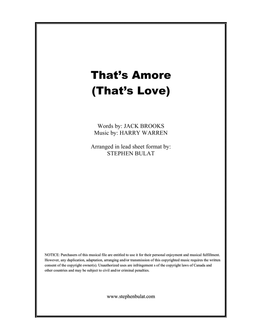 Book cover for That's Amore (that's Love)