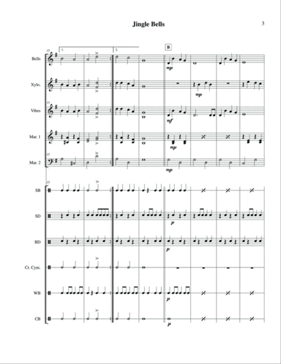 Jingle Bells for Percussion Ensemble Percussion Ensemble scores gallery preview page 4