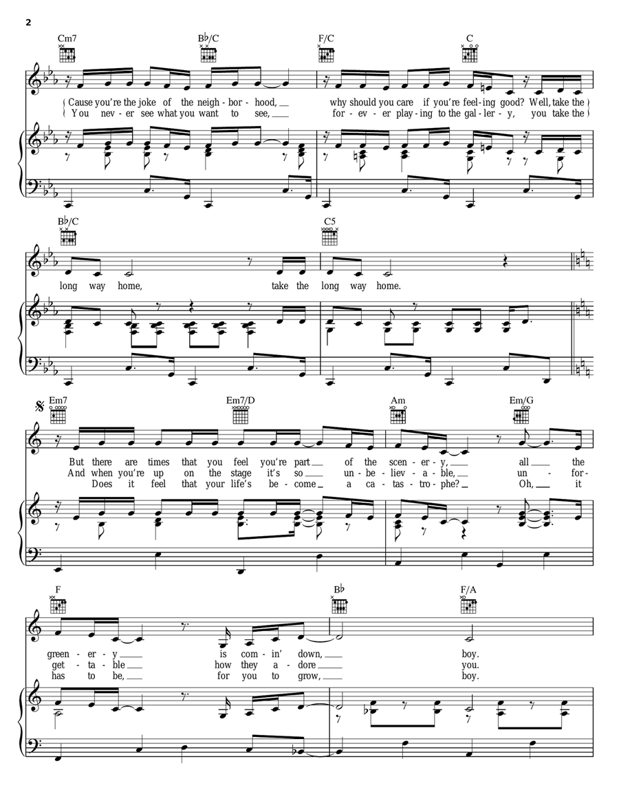 Take The Long Way Home Piano, Vocal, Guitar scores gallery preview page 2