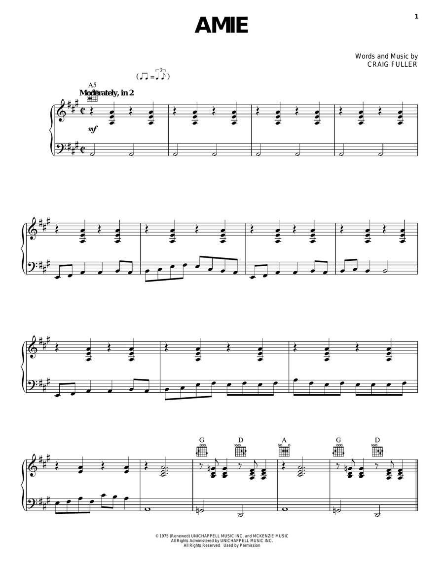 Amie Acoustic Guitar scores gallery preview page 1