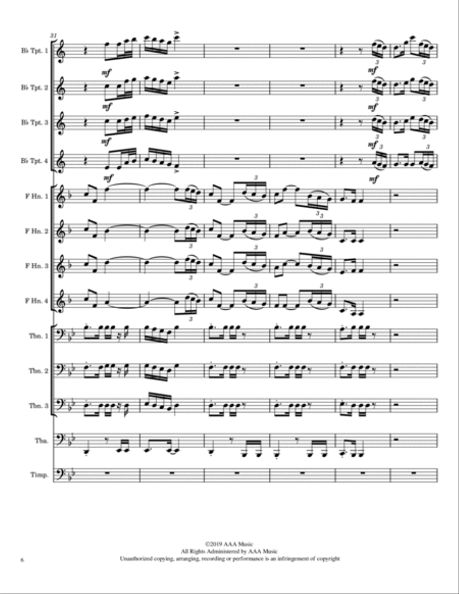 Fanfare for Brass & Timpani Horn scores gallery preview page 6