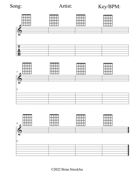 Blank Guitar Sheet Music + TAB + Chord Charts