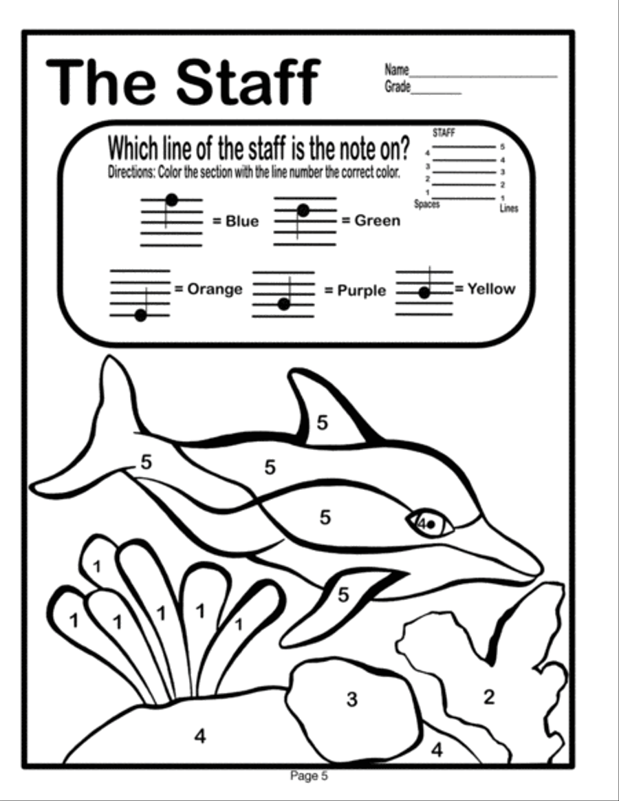 Learn Music Through Coloring Note Reading: Marine Life Piano Method scores gallery preview page 6