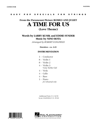 Book cover for A Time For Us (Love Theme) - Full Score