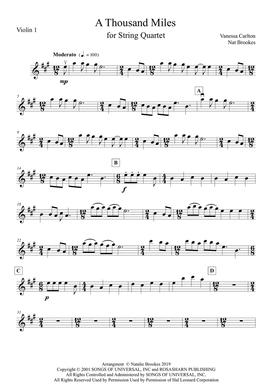 A Thousand Miles String Quartet scores gallery preview page 2