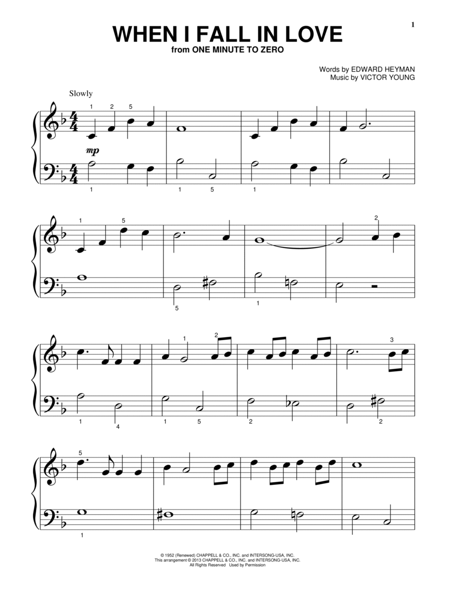 When I Fall In Love When I Fall In Love Easy Piano scores gallery preview page 1