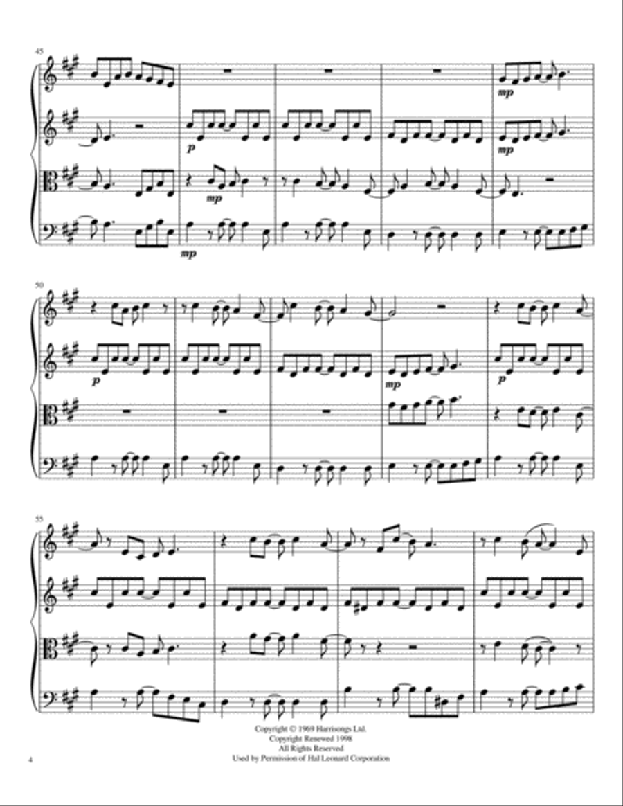 Here Comes The Sun String Quartet scores gallery preview page 5