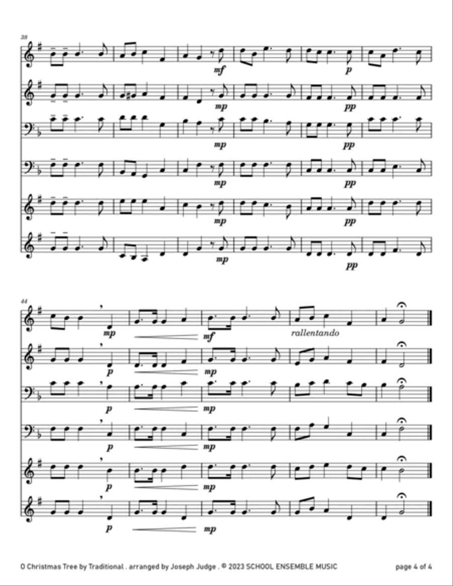O Christmas Tree for Brass Quartet in Schools Brass Quartet scores gallery preview page 4