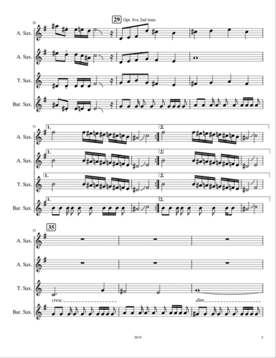 Megalovania Woodwind Quartet scores gallery preview page 5